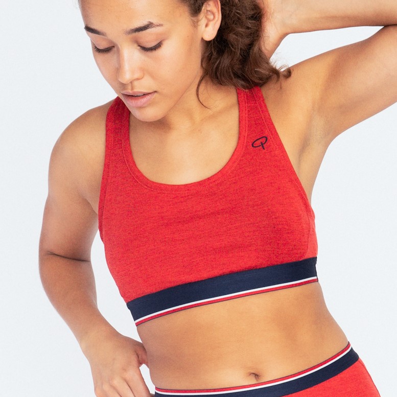 Sport wool bra, OL Red Mel, hi-res